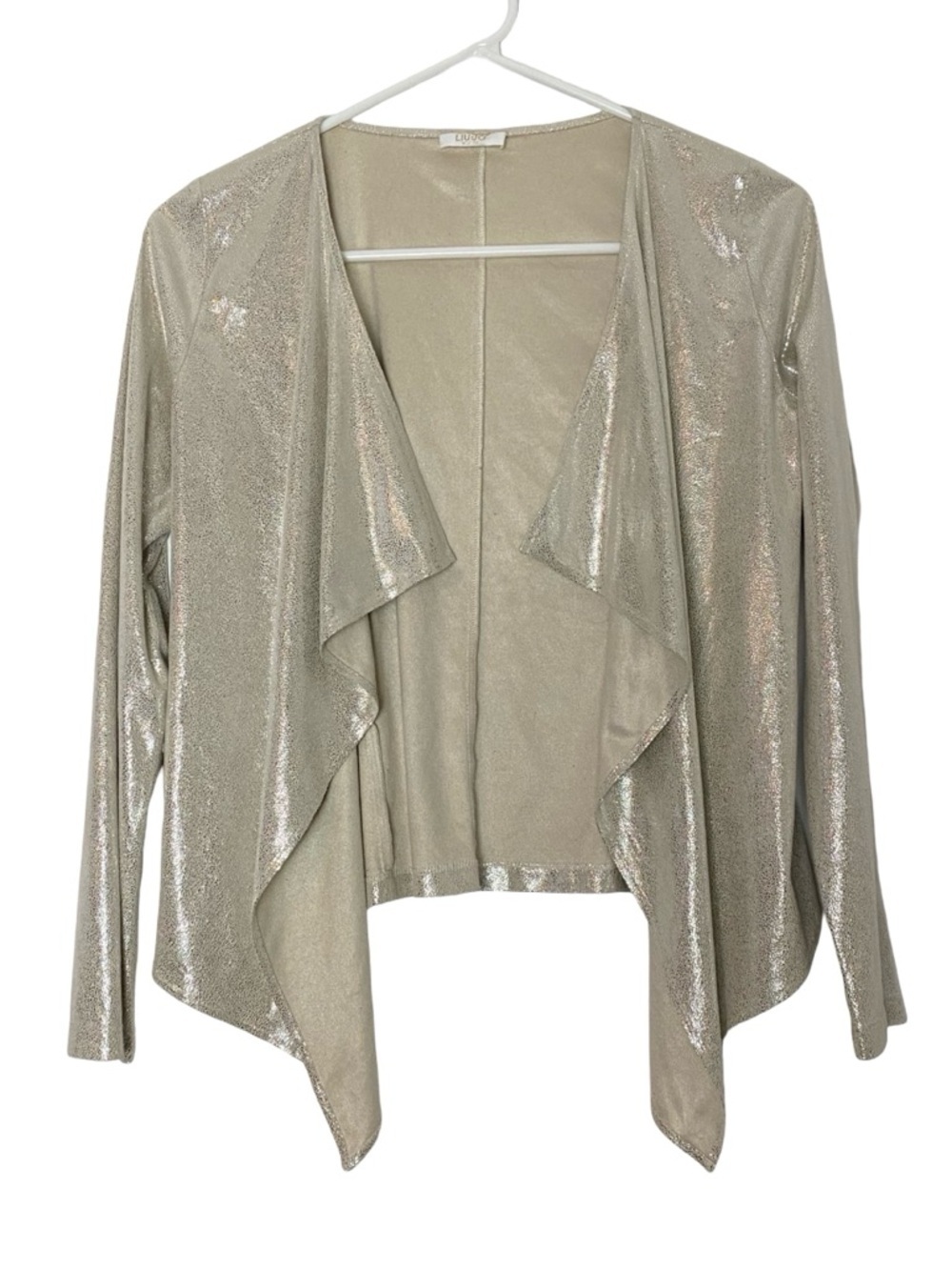 Liu Jo Metallic Cardigan Top Girls Size 12 Silver Gold Party Shirt Shiny Girly